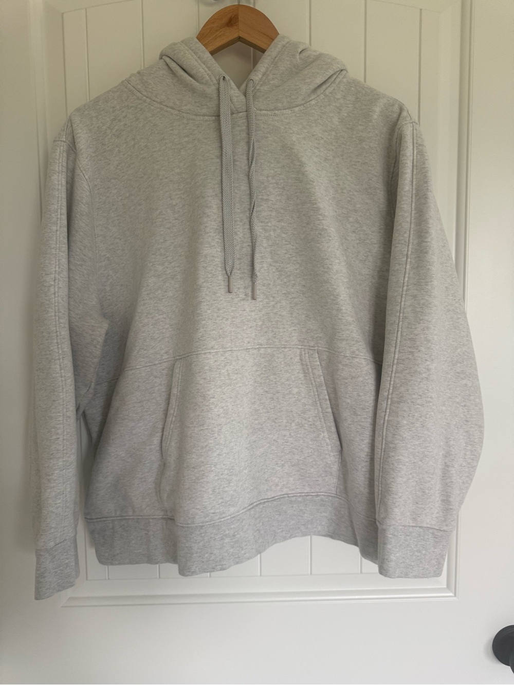 Athleta Retroplush Fleece Hoodie Sweatshirt Light Grey Heather Oversized XL